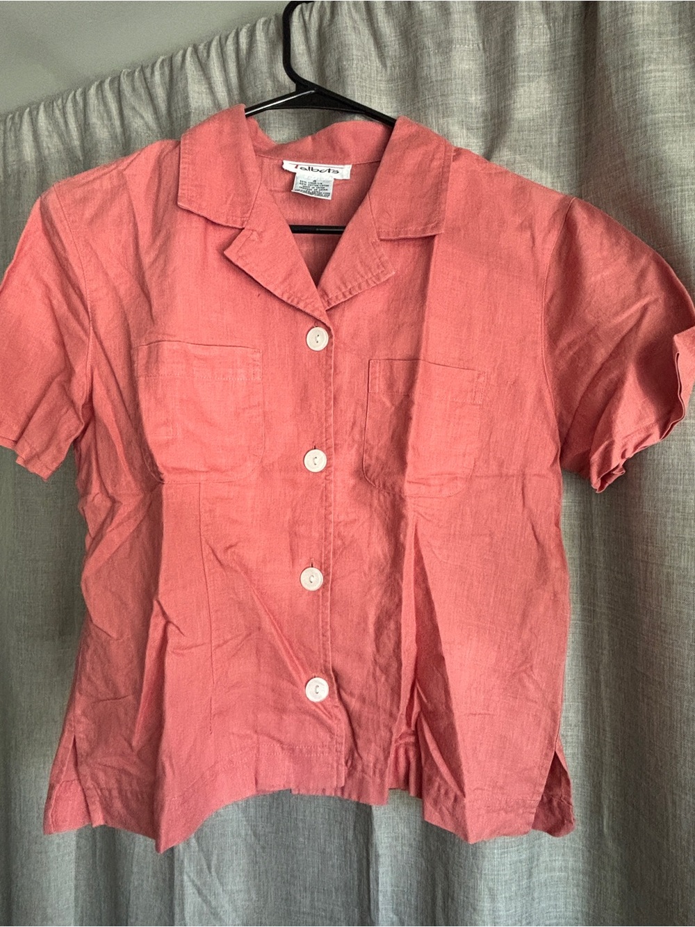 Talbots linen blend short sleeve button up